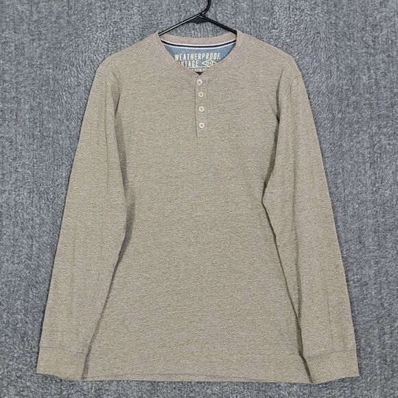Weatherproof Vintage Henley Pullover Shirt Mens Large Brown Long Sleeve Tee - Picture 1 of 12
